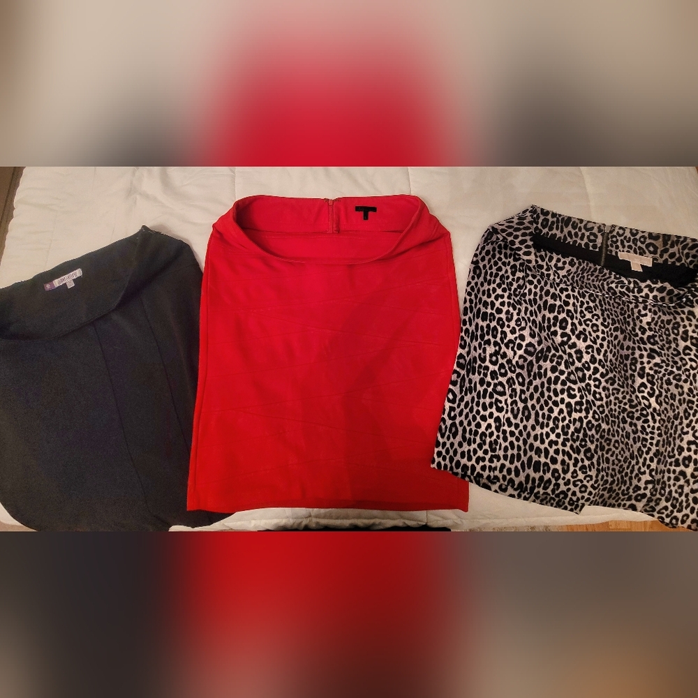 Stylish Skirt Trio - Black, Red, Leopard Print